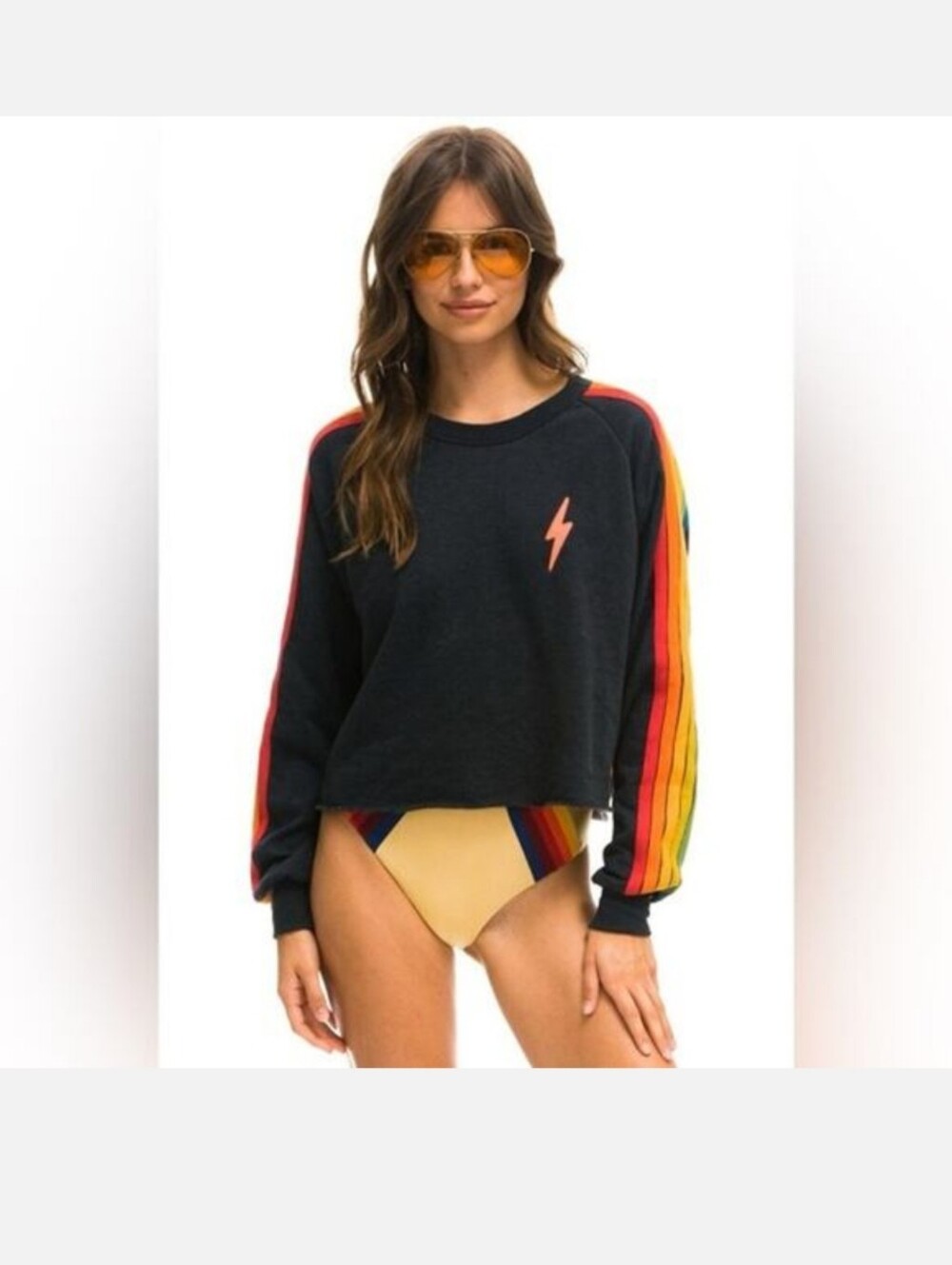 Aviator Nation Bolt Cropped Classic Sweatshirt Size M